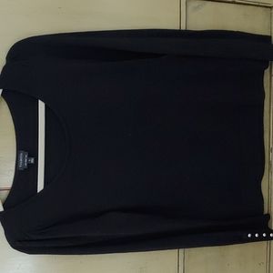 NWOT Talbots black Merino wool l/s Top size S
